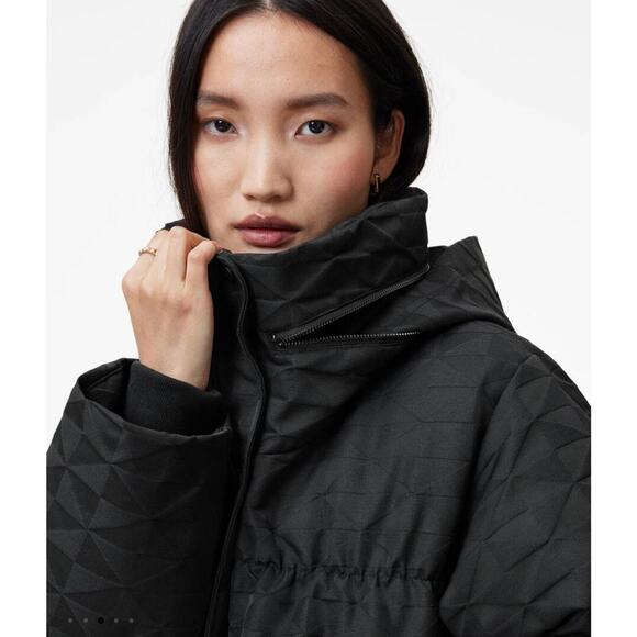 ALLSAINTS Peckham Geometric Jacquard women’s Puffer Jacket size 12 New no tags - Picture 3 of 10